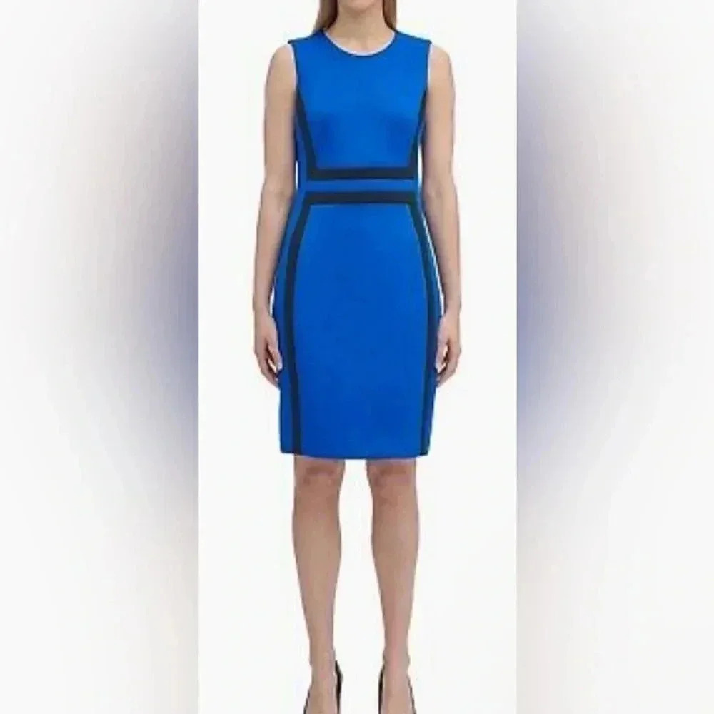 Calvin Klein Color Block Sheath Dress Size 8P - Picture 5 of 10